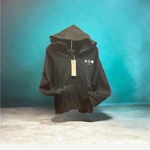 Black ESNTLS Graphic Zip-Up Hoodie Streetwear Large NWT